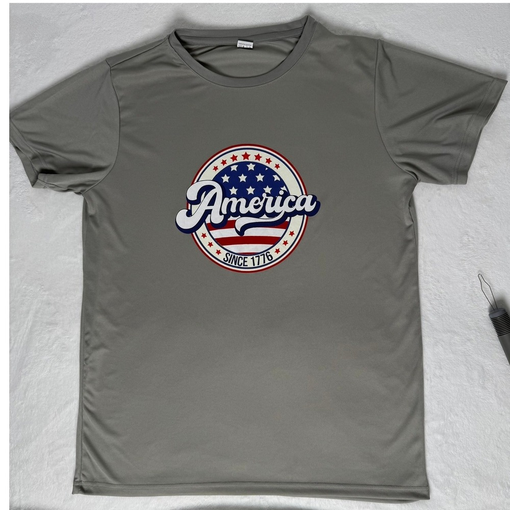 Armored Sportswear Mens Large Gray America Since 1776 Patriotic T-Shirt